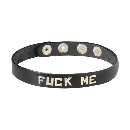 Spartacus Enterprises Wordband Collar FUCK ME Premium Leather BDSM Collar - - Collars and Leads