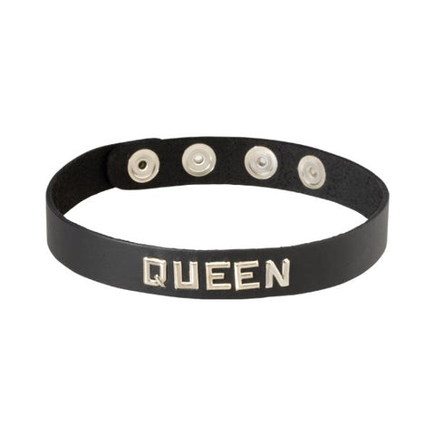 Spartacus Enterprises Wordband Collar QUEEN Oil Tanned Leather BDSM Collar - Collars and Leads