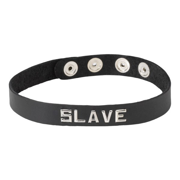 Spartacus Enterprises Wordband Collar SLAVE Premium Leather BDSM Collar - - Collars and Leads