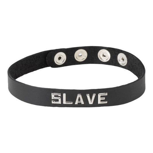 Spartacus Enterprises Wordband Collar SLAVE Premium Leather BDSM Collar - - Collars and Leads