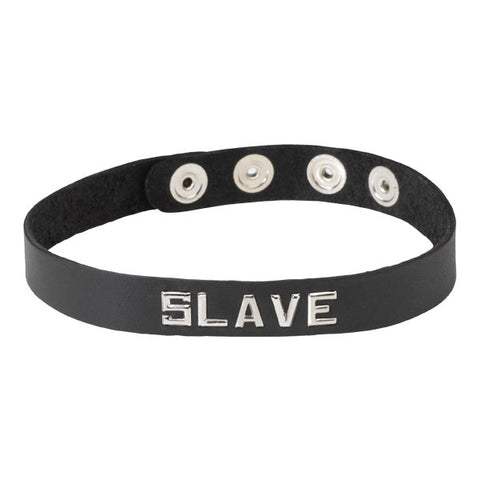 Spartacus Enterprises Wordband Collar SLAVE Premium Leather BDSM Collar - Collars and Leads