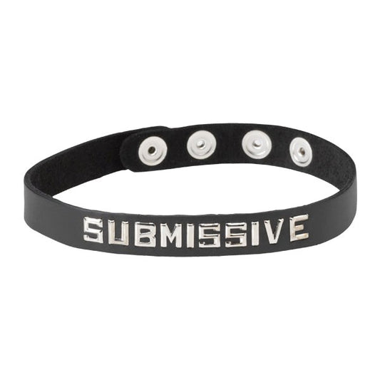 Spartacus Enterprises Wordband Collar SUBMISSIVE Premium Leather BDSM Collar - - Collars and Leads