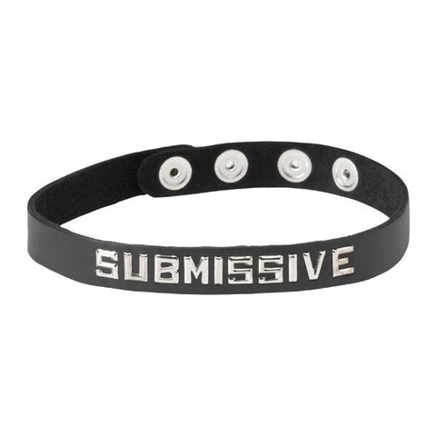 Spartacus Enterprises Wordband Collar SUBMISSIVE Premium Leather BDSM Collar - Collars and Leads