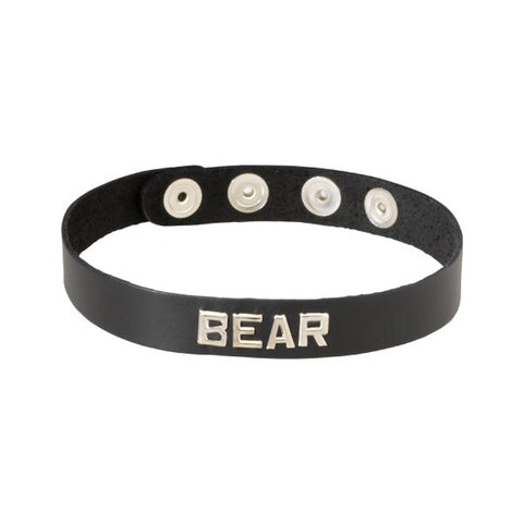 Spartacus Enterprises Wordband Collar BEAR Premium Oil Tanned Leather BDSM - Fancy Dress Ups
