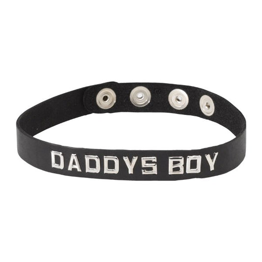Spartacus Enterprises Wordband Collar DADDYS BOY Premium Leather BDSM Collar - - Collars and Leads