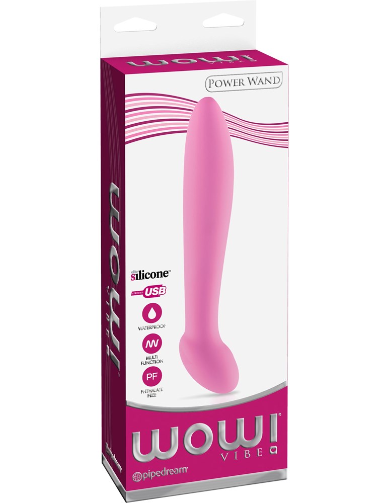 Pipedream Wow! 10 Functions Power Wand Massager Pink Focused Vibration Technology - - Waterproof Vibrators