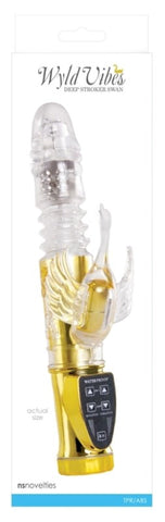 NS Novelties Wyld Vibes Swan Gold Rabbit Vibrator with Triple Stimulation - Rabbit Vibrators