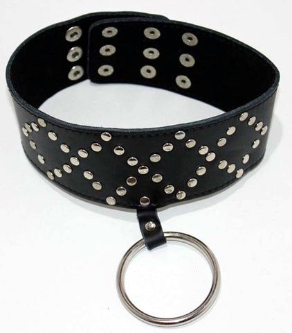 BDStyle Submissive Allure Wyred Slave Studded Posture Collar Metal O Ring - Collars and Leads