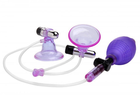 XR Brands XR Vibrating Nipple Suckers with Dual Suction and Vibration - Breast and Nipple Toys