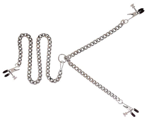 Spartacus Y Style Adjustable Broad Tip Clamps With Clit Clamp Set - Cuffs And Restraints
