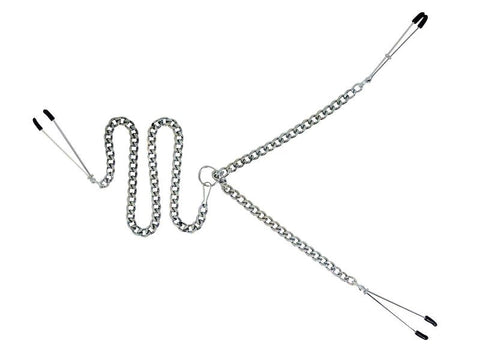 Spartacus Y Style Adjustable Tweezer Clamps with Clit Clamp Dual Stimulation - Nipple and Clit Clamps