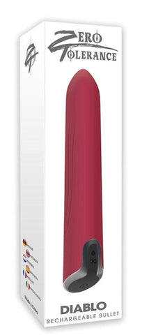 Evolved Zero Tolerance Diablo Rechargeable Bullet Vibrator Red LED Control - Bullet Vibrators