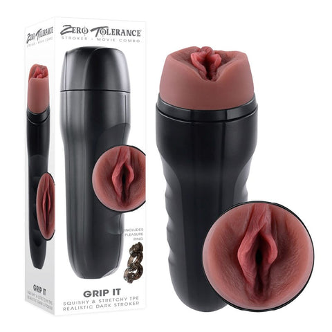 Zero Tolerance Grip It Stroker Push And Play CRings Textured Masturbator - Masturbators and Strokers