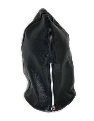 Hells Couture Zip It Leather BDSM Hood with Zippered Eye and Mouth - Bondage Hoods