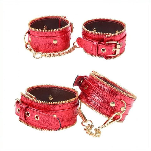 BDStyle Zipper Edge Bondage Kit 7 piece Premium Faux Leather Set - Bondage Kits