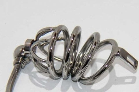 BDStyle Instituted Cock Cage & Penis Plug Small Stainless Steel Chastity - Male Chastity