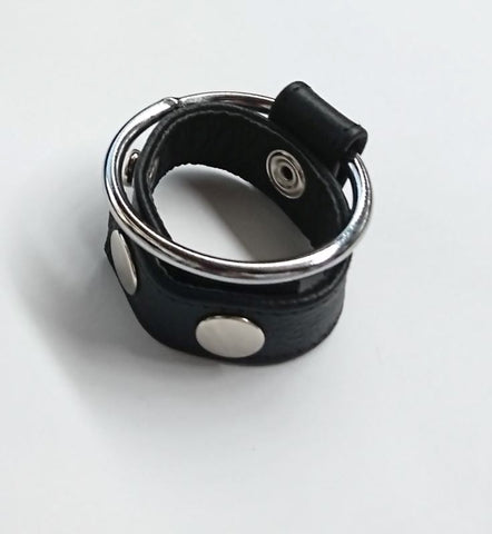 Hells Couture Sexy Dees Leather & Metal Cock Ring Dual Ring Design - Cock Rings