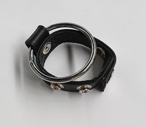 Hells Couture Sexy Dees Leather & Metal Cock Ring Dual Ring Design - Cock Rings