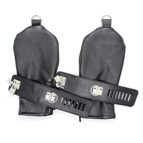 Hells Couture Spartacus Faux Leather BDSM Mittens Padded Restraint - Cuffs and Restraints