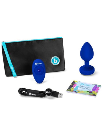 B Vibe Vibrating Jewel Plug Remote Control Anal Vibrator with Jeweled Base - Butt Plugs