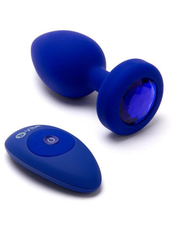 B Vibe Vibrating Jewel Plug Remote Control Anal Vibrator with Jeweled Base - Butt Plugs