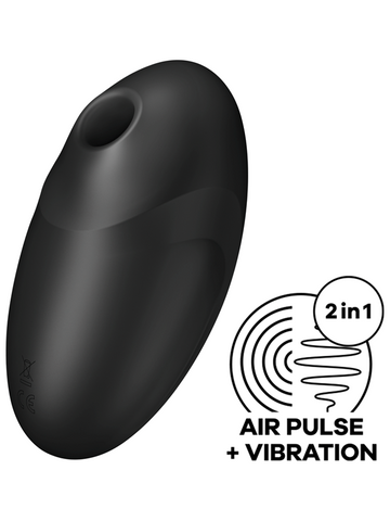 Satisfyer Vulva Lover 3 Black Air Pulse Clitoral Vibrator with Dual Motors - Clit Ticklers and Pulsators