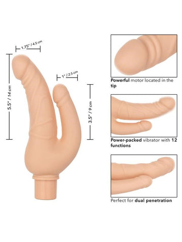 California Exotics Rechargeable Power Stud Over and Under Dual Penetration Dildo - Vibrating Dildos