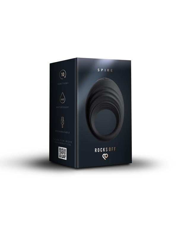 Rocks Off Spire Vibrating Liquid Silicone Cock Ring with 10 Speed Vibrations - - Vibrating Cock Rings