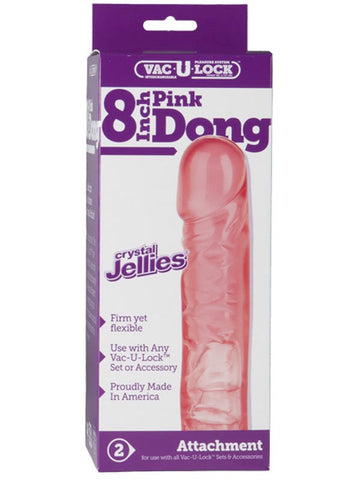 Doc Johnson Vac U Lock 8 Inch Crystal Jellies Realistic Dong with Harness System - Realistic Dildos