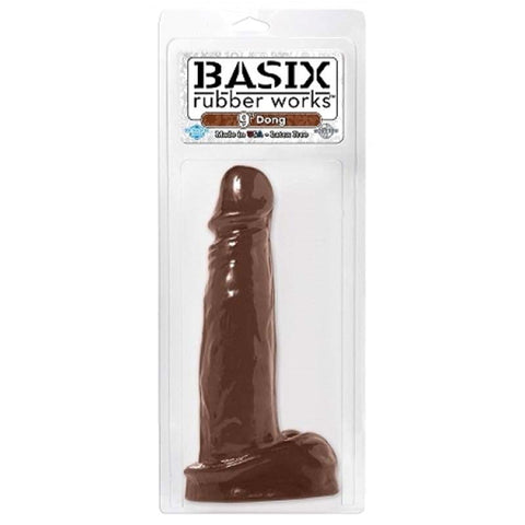 Pipedream Basix 9 Inch Suction Cup Realistic Dong Brown with Harness Base - Realistic Dildos