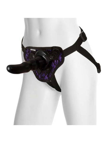 Doc Johnson Black Rose Harness Your Desire Strap On Set with Silicone Dildo - Strap On Sextoys