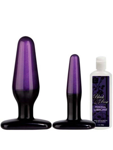 Doc Johnson Black Rose Stems of Seduction Butt Plug Two Piece Anal Kit - Sex Kits