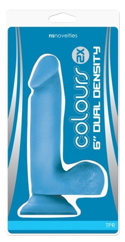 NS Novelties Colours 2X 6 in. Dual Density Blue Dildo with Suction Cup - Realistic Dildos