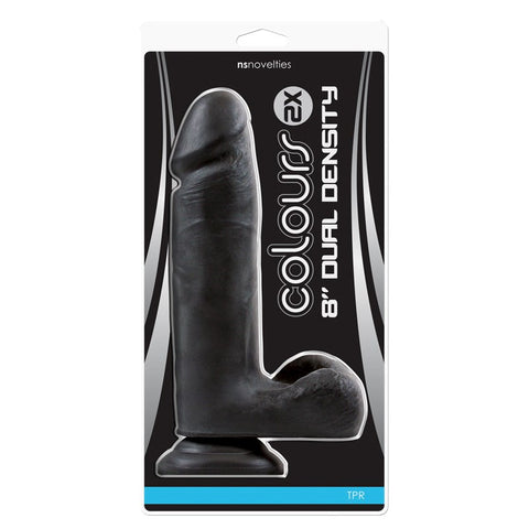 NS Novelties Colours 2X Dual Density 8 inch Dildo Black with Suction Cup - Realistic Dildos