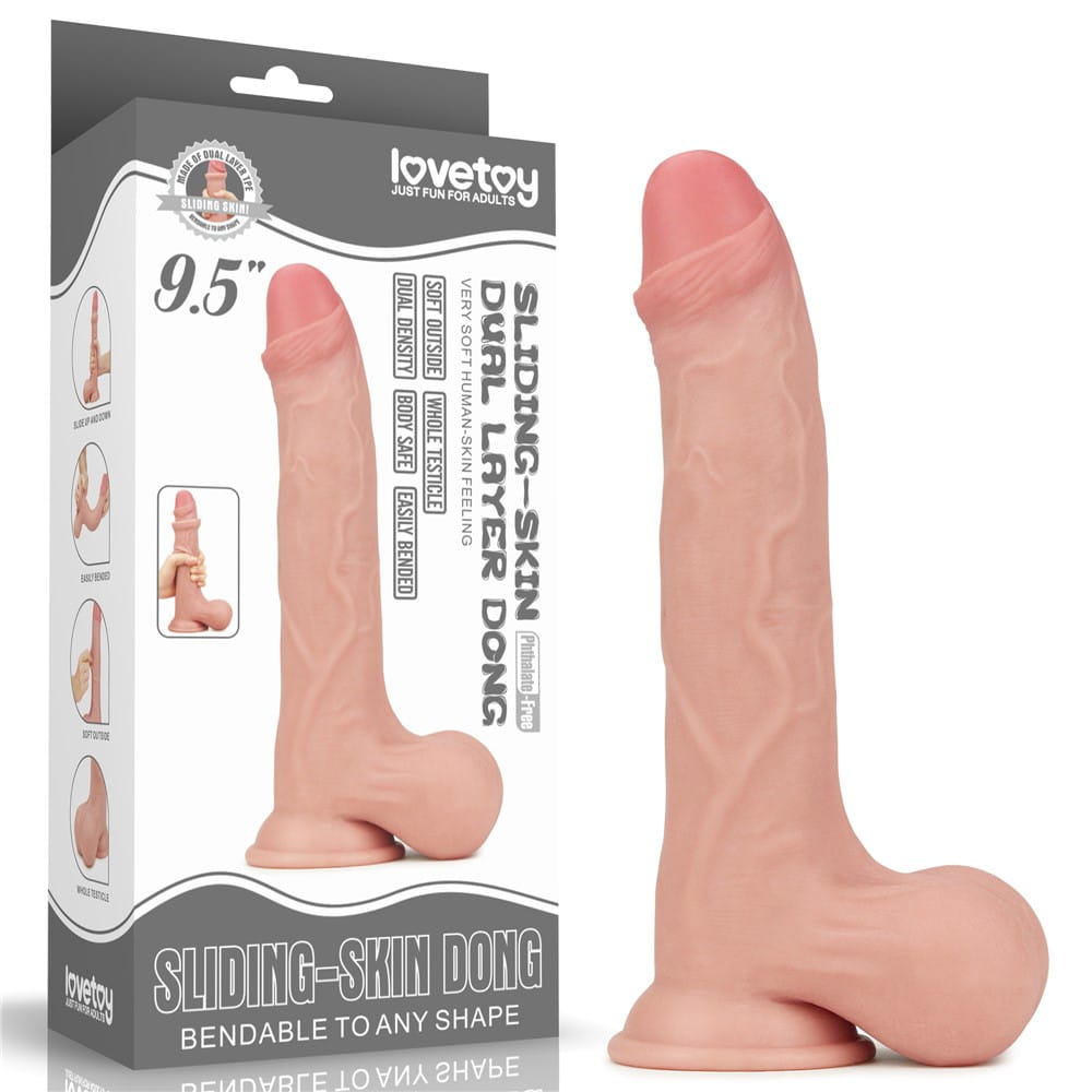 Lovetoy Sliding Skin Dual Layer Flexible Skin Realistic Dong - - Realistic Dildos