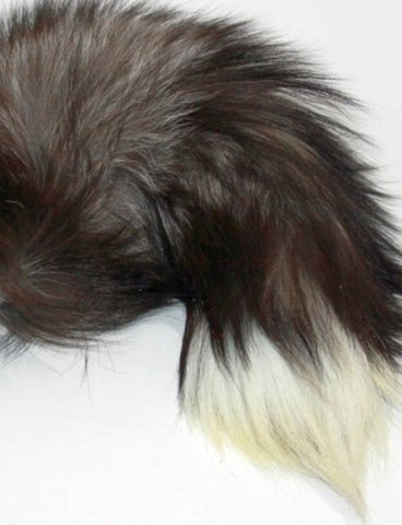 BDStyle Faux Fox Tail Ribbed Silver Butt Plug 30cm Tail for Pet Play - Steel Sex Toys