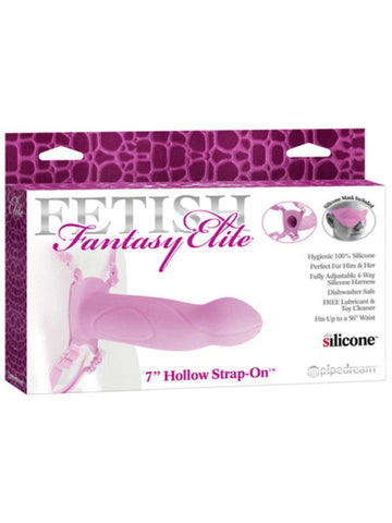 Pipedream Products Fetish Fantasy Elite 7 Inch Hollow Strap On Dildo Pink - Strap On Sextoys