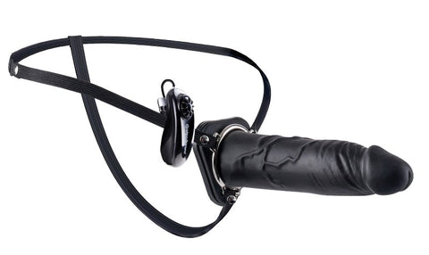 Pipedream Products Fetish Fantasy 9 Inch Vibrating Hollow Silicone Strap On - Strap On Sextoys