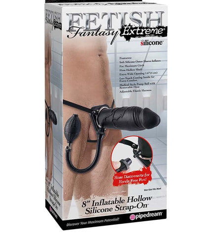 Pipedream Products FFE 8 Inch Inflatable Hollow Silicone Strap On Dildo - Strap On Sextoys