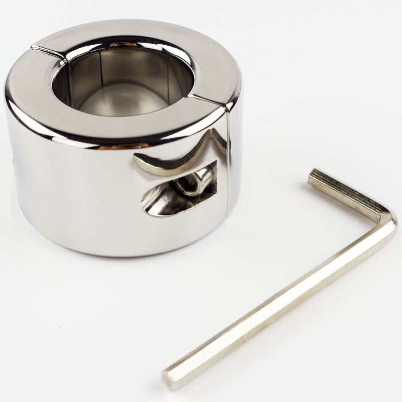 Hells Couture Gangling Steel Ball Stretcher 35mm XL Medical Grade Steel - - Steel Sex Toys