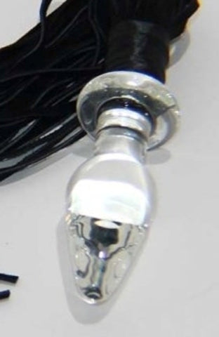 BDStyle Glass Anal Plug with Leather Tail Premium Borosilicate Glass - Glass Sex Toys