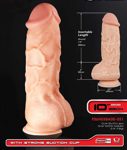 NANMA Corporation Huge Zone 10 Inch Short Tipped Dong with Suction Cup Base - Realistic Dildos