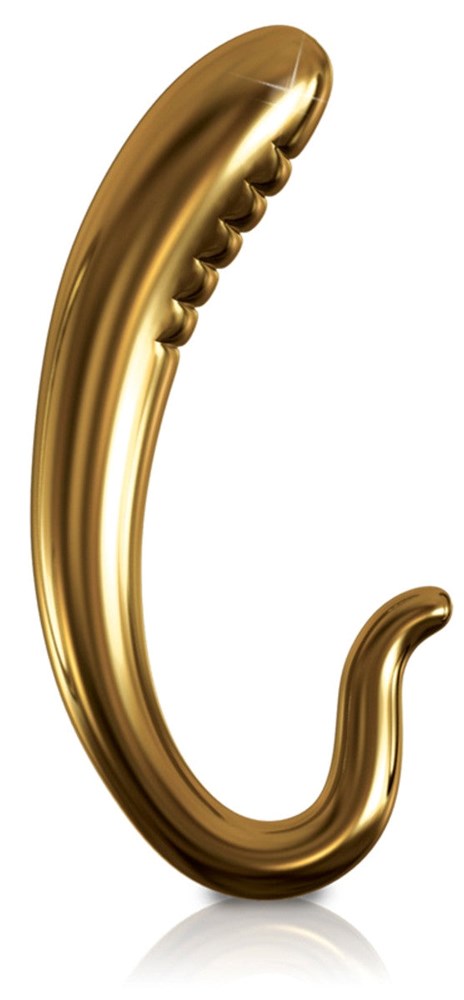 Pipedream Icicles Gold Edition G03 Glass Prostate Vibrator Hand Blown Design - - Glass Sex Toys
