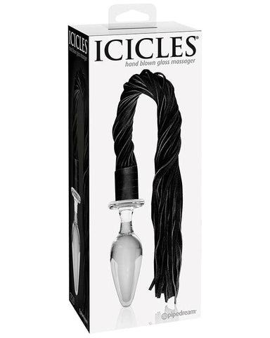 Pipedream Icicles No 49 Glass Butt Plug and Flogger Dual Function Design - Glass Sex Toys
