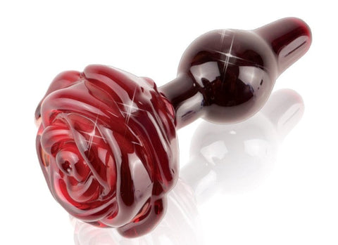 Pipedream Products Icicles No 76 Rose Shape Glass Butt Plug - Glass Sex Toys