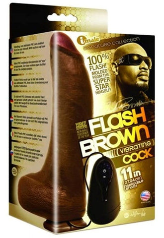 Icon Brands Icon Male Flash Brown 11 inch Vibrating Cock with Powerful Motors - Realistic Dildos