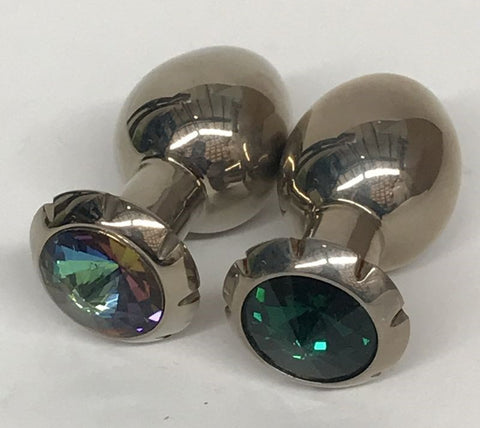 Hells Couture Jewelled Lotus Small Metal Butt Plug Emerald Premium Steel - Steel Sex Toys