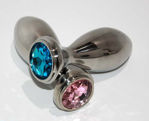 Hells Couture Little Boy Jewelled Medium Anal Plug Emerald Steel Construction - Steel Sex Toys