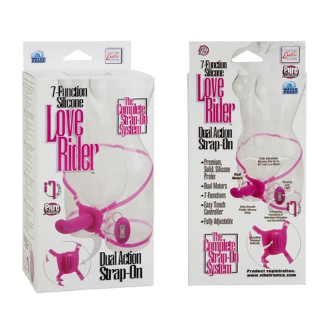 California Exotics Love Rider Dual Vibrating Strap On Pink Dual Motor - Strap On Sextoys