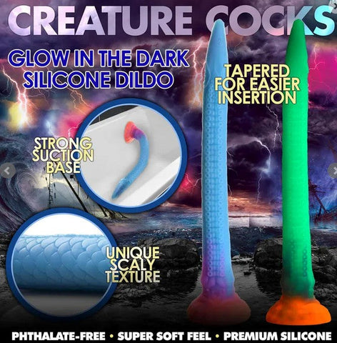 XR Brands Makara Silicone Fantasy Dildo 40cm UV Reactive Fantasy Sex Toy - Non-Realistic Dildos